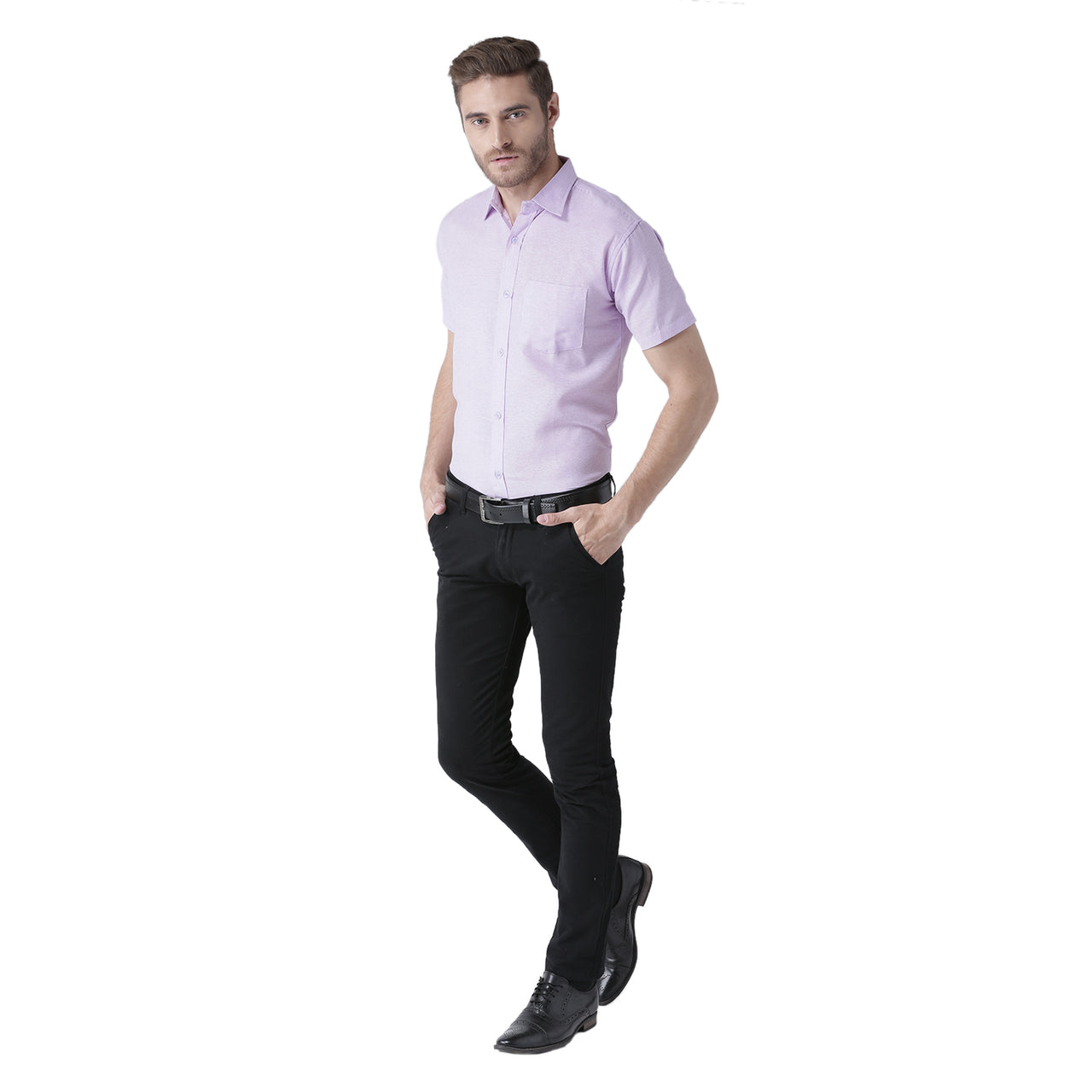 RIAG Purple Men's Half Sleeves Solid Shirt - Distacart