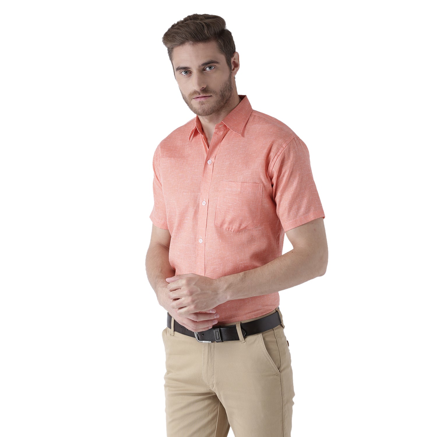 RIAG Orange Men's Half Sleeves Solid Shirt - Distacart