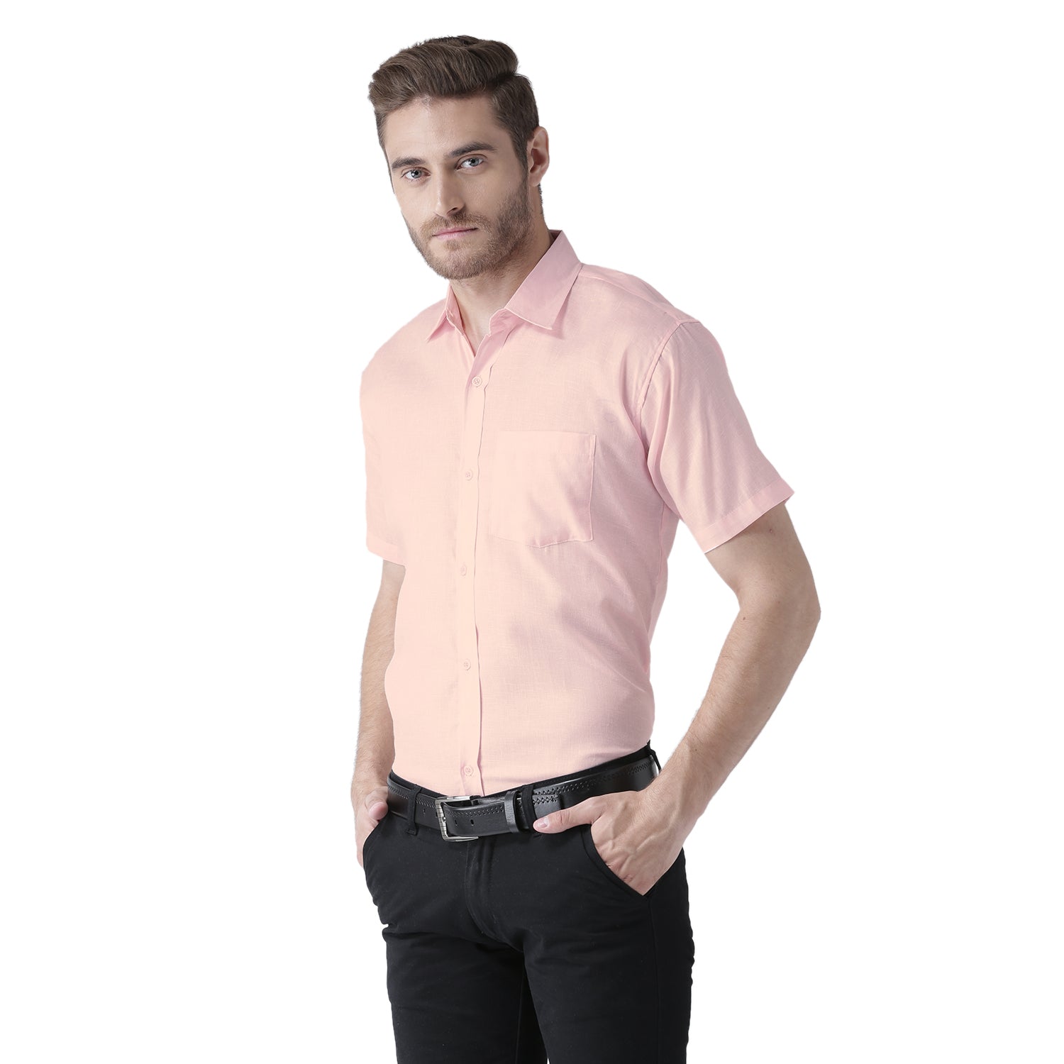 RIAG Pink Men's Half Sleeves Solid Shirt - Distacart