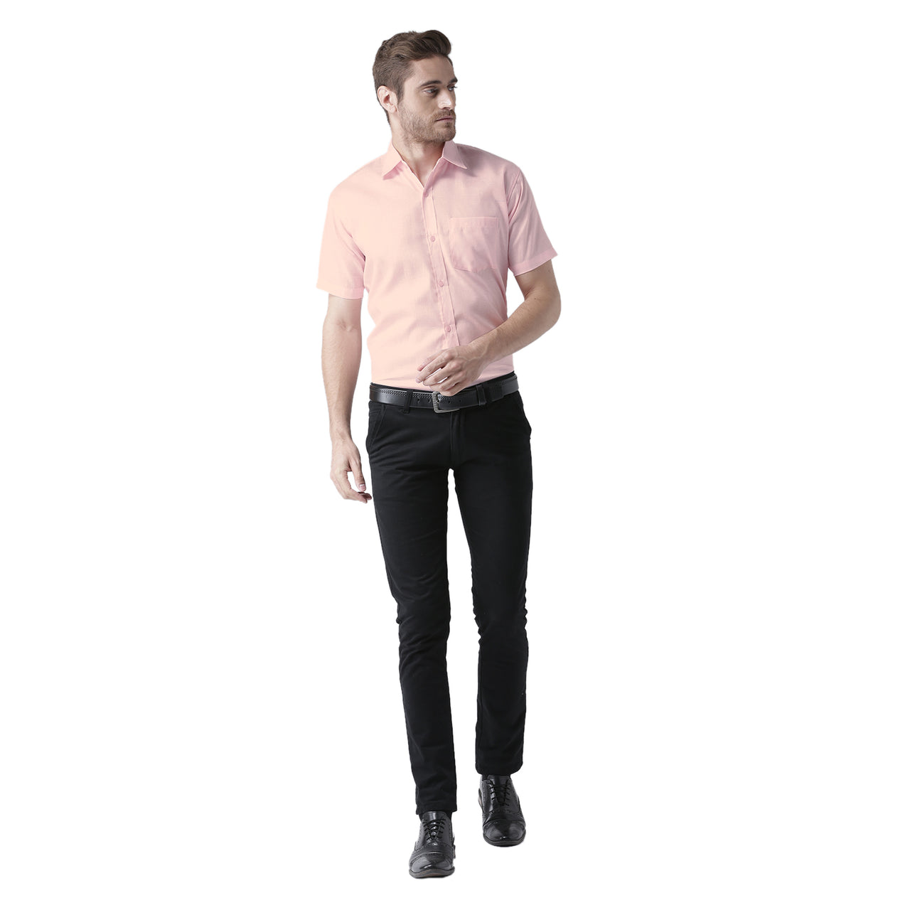 RIAG Pink Men's Half Sleeves Solid Shirt - Distacart