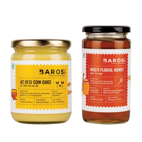 Barosi A2 Desi Cow Ghee &amp; Multifloral Honey Combo