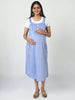 Manet Half Sleeves Solid Maternity Dress With Concealed Zipper Nursing Access - Blue - Distacart