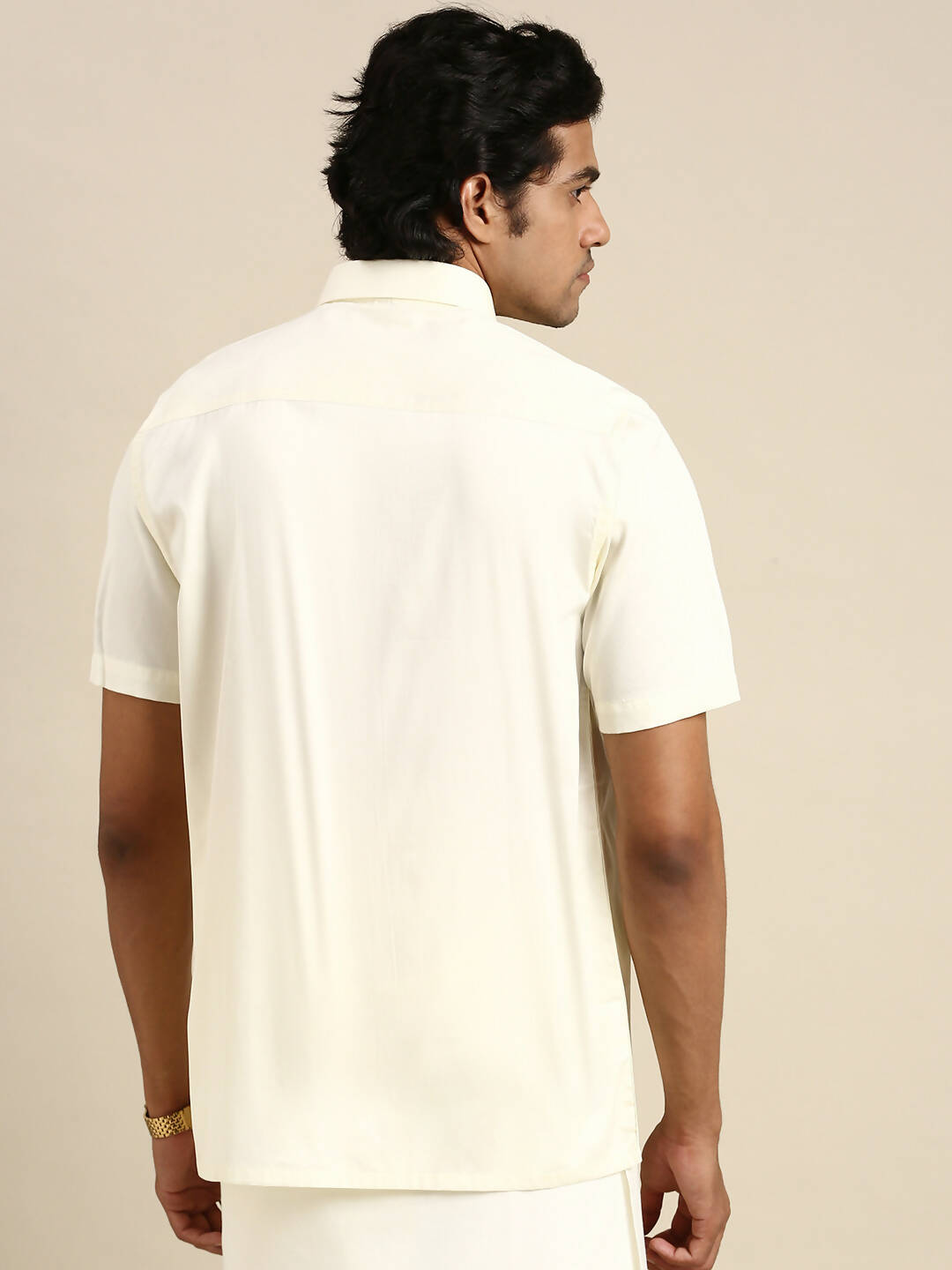 Ramraj Cotton Mens Cotton Cream Colour Half Sleeve Shirt - Distacart