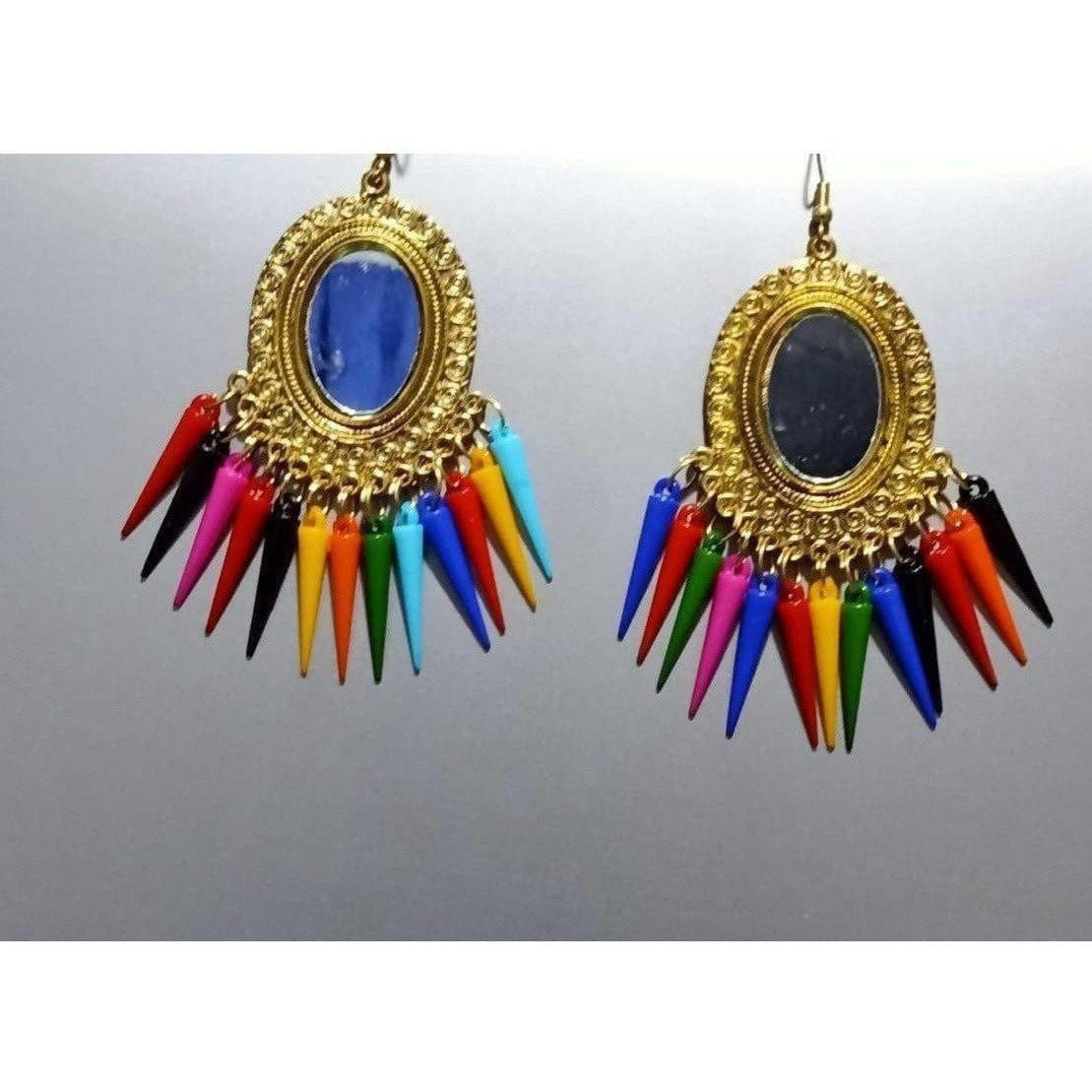 Handmade Oxidized Brass Drops Gold Color Tassel Earrings