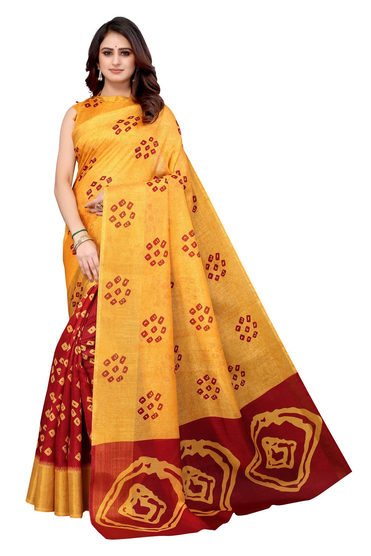 Vamika Ethnic Fire Maroon Jari Border Linen Saree - Distacart