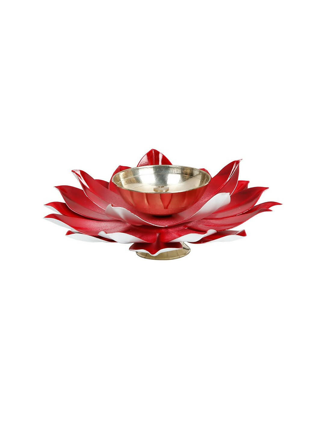 CraftVatika Red Lotus-Shaped Pooja Diya Oil Lamp - Distacart