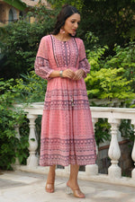 Thumbnail for Juniper Women's Pink Printed Teired Dress - Distacart
