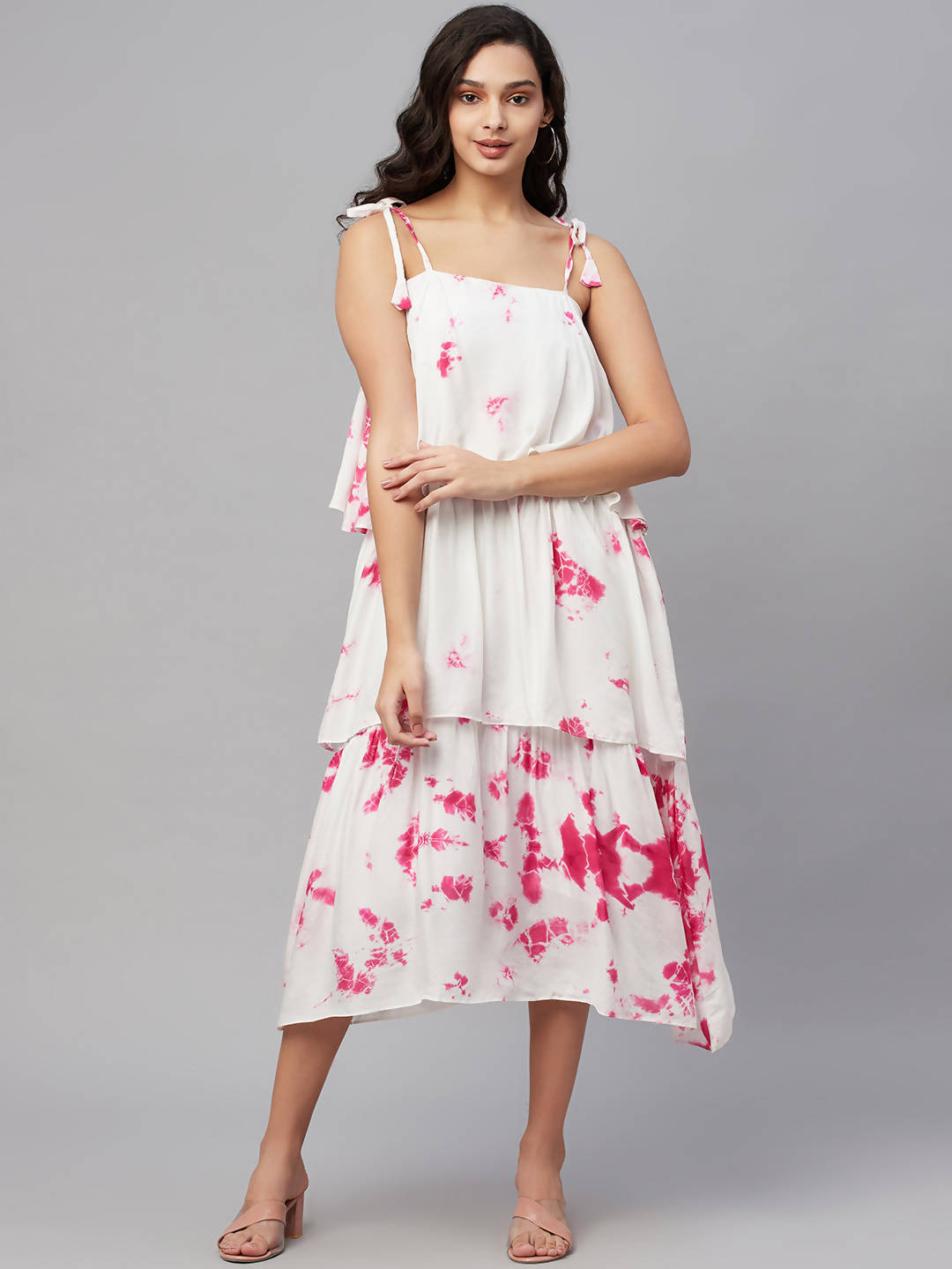 Myshka Multicolor Viscose Printed Shoulder Straps Sleeveless Top Dress - Distacart