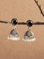 Thumbnail for Mominos Fashion Johar Kamal Oxidised Stone Stud Jhumka