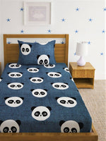 Thumbnail for Home Sizzler Grey & White Graphic 144 TC Bedsheet with Pillow Covers - Distacart