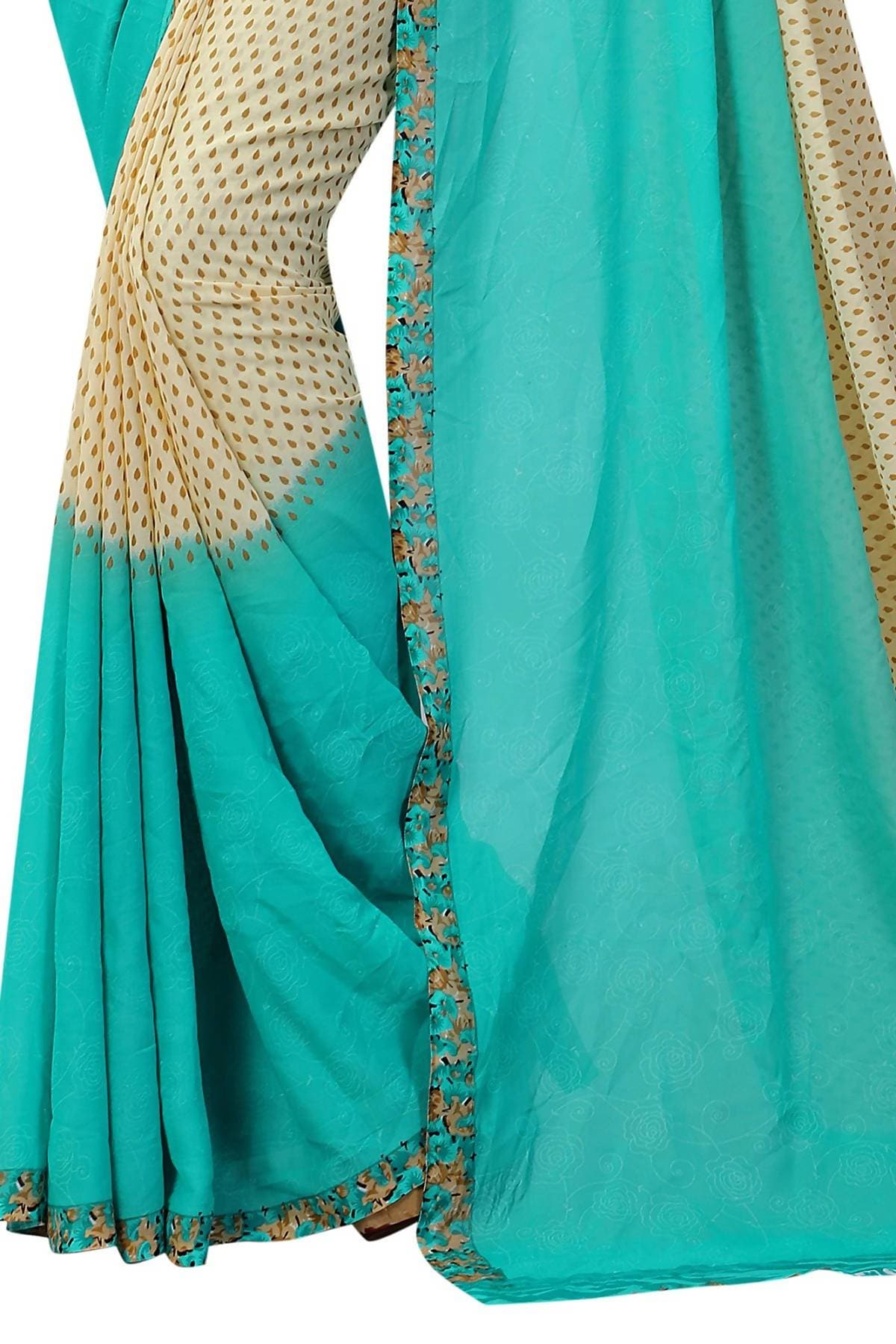 Vamika Rama Green Georgette Printed Contemporary Saree (PADING RAMA)