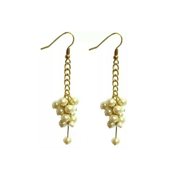 Tiaraa Off-White Pearl Alloy Hanging Fashion Earrings - Distacart