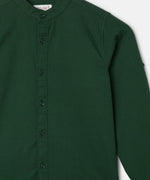 Thumbnail for Manet Boys Mandarin Collar Full Sleeves Melange Shirt - Green - Distacart