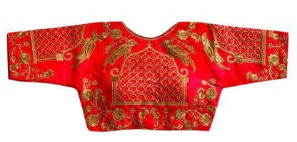 Vamika Beautiful Red Banglori Silk Embroidery Blouse - Distacart