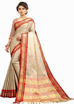Thumbnail for DEIANA'S Beautiful Golden Jari with New Design Soft Lichi Silk Saree - Cream - Distacart