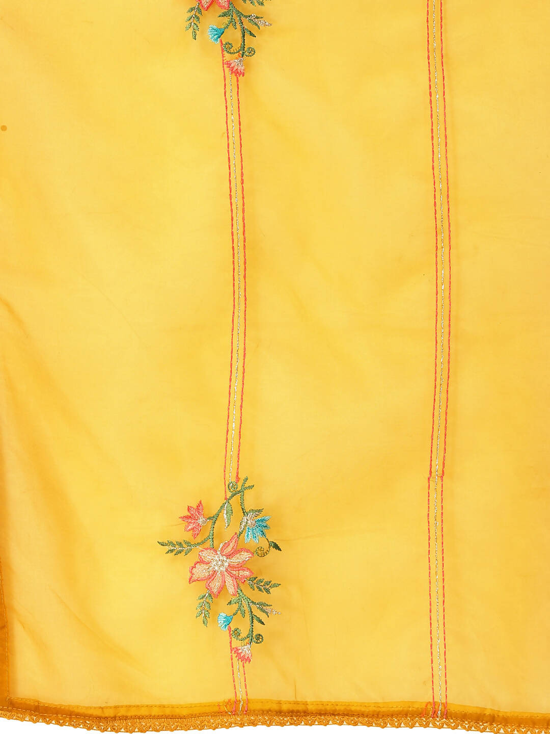 Mustard Embroidered Chinon Straight Kurta With Trouser & Dupatta - Salimar - Distacart