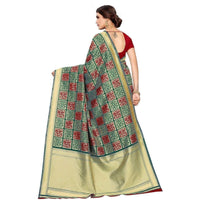 Thumbnail for Vamika Banarasi Jaquard Rama Green Weaving Saree (Banarasi 23)