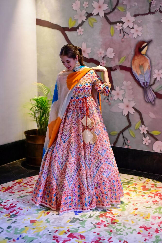 Partywear Designer Blue Pure Maslin Gown - Anbazaar - Distacart