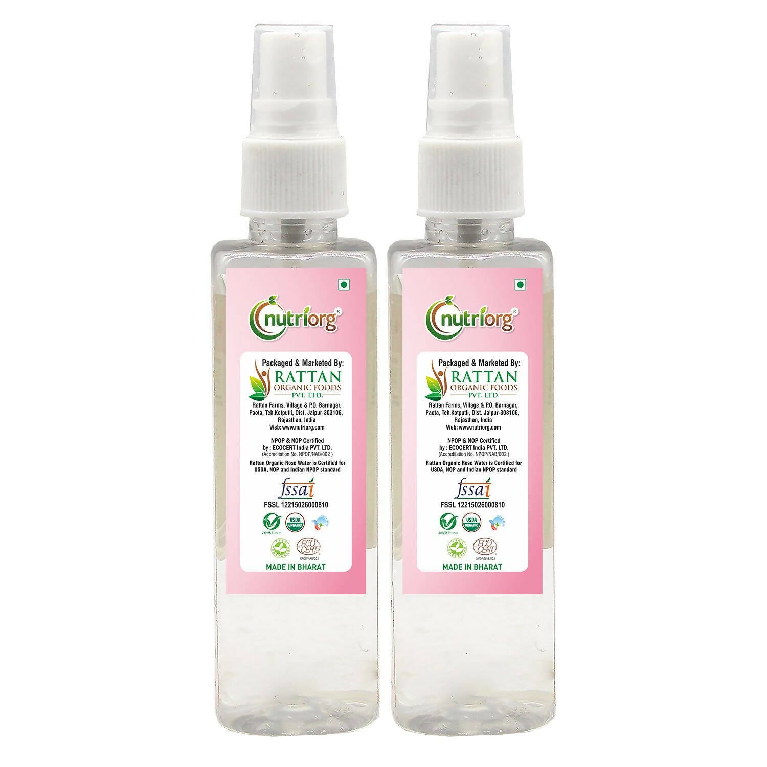 Nutriorg Certified Organic Rose Water - Distacart