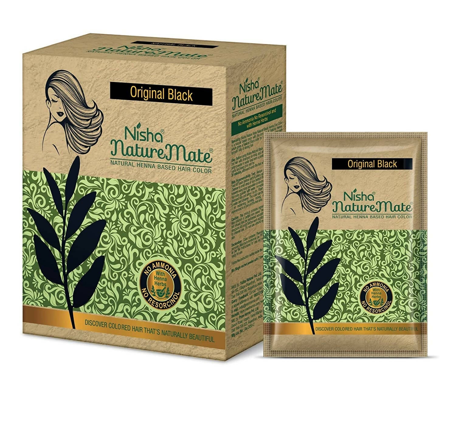 Nisha Nature Mate Henna Based Hair Black Color Powder - Distacart