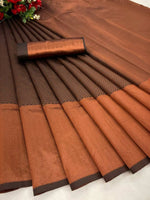 Thumbnail for DEIANA'S Beautiful Golden Jari with New Design Soft Lichi Silk Saree - Mehandi - Distacart