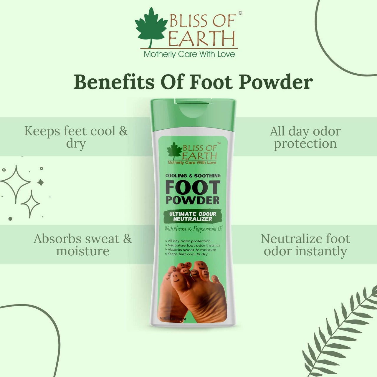 Bliss of Earth Foot Odour Remover Powder - Distacart
