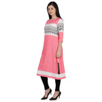 Thumbnail for Kanoor Women's pink A line Round neck kurti