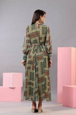 Thumbnail for Juniper Women Green Chiffon Printed Maxi Dress - Distacart