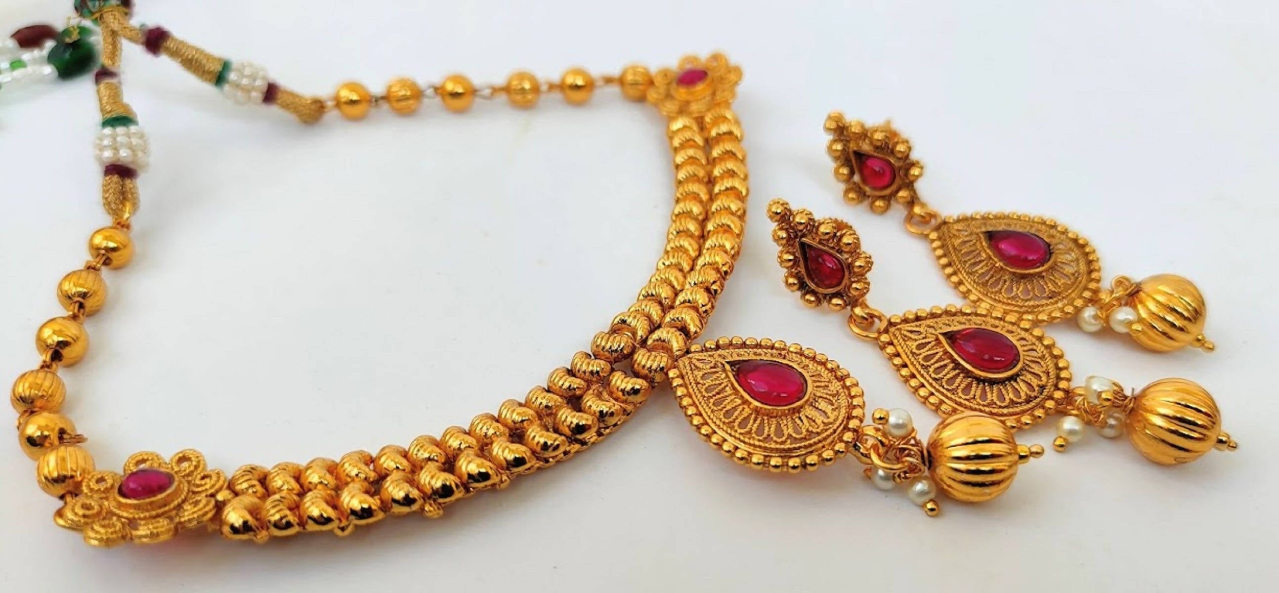 Kemp Designer Short Pink Necklace Set - Distacart