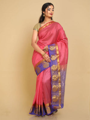 Kalamandir Woven Design Pink Pashmina Saree