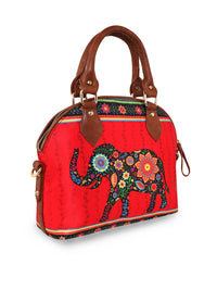 Thumbnail for Sabhyata Elephant - Satin Handbag With Detachable Sling - Distacart