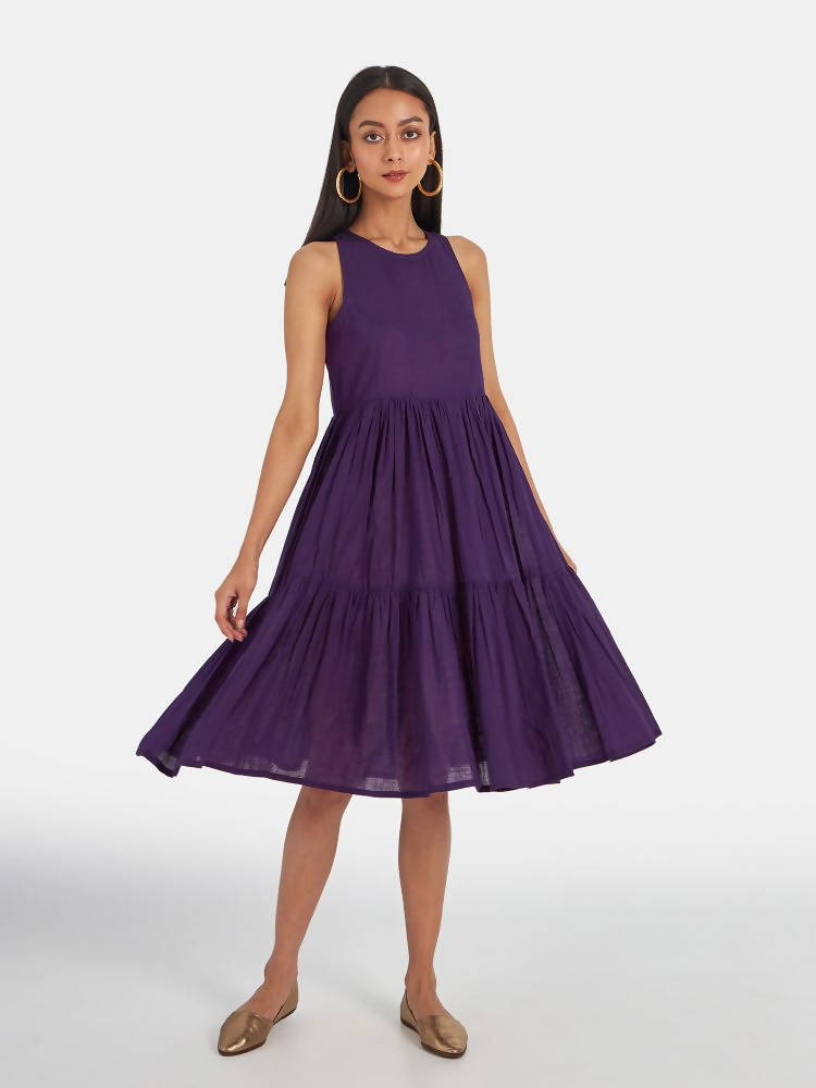 Suta Women's Purple Solid Fit and Flare Dress - Distacart