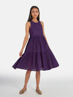 Thumbnail for Suta Women's Purple Solid Fit and Flare Dress - Distacart
