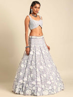 Thumbnail for House of Panchhi Mauve Chinon Sequins and Zarkan embroidery Lehenga choli & Dupatta - Distacart