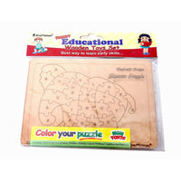 Thumbnail for Kraftsman English Alphabets Wooden Jigsaw Puzzles Elephant Shape Puzzle | Color Kit Included - Distacart