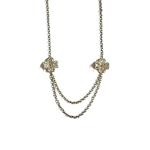 Tiaraa Alloy Glittering Floral Two Strand Necklace For Women - Distacart