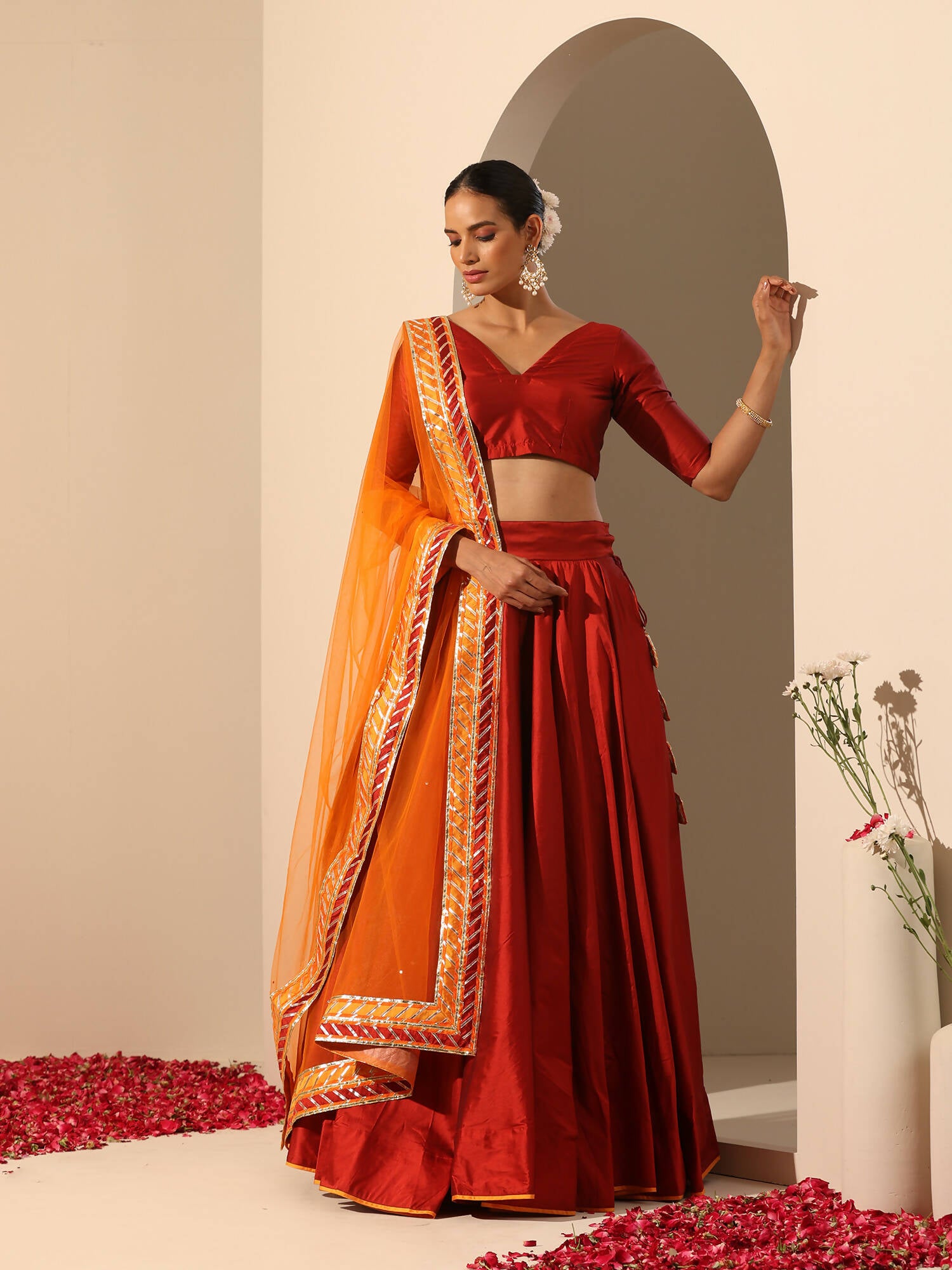 Pomcha Jaipur Red Gul Maroon Lehenga Set - Distacart