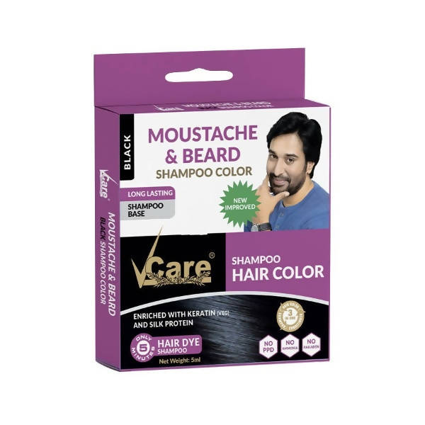 VCare Shampoo Hair Color Black for Moustache & Beard