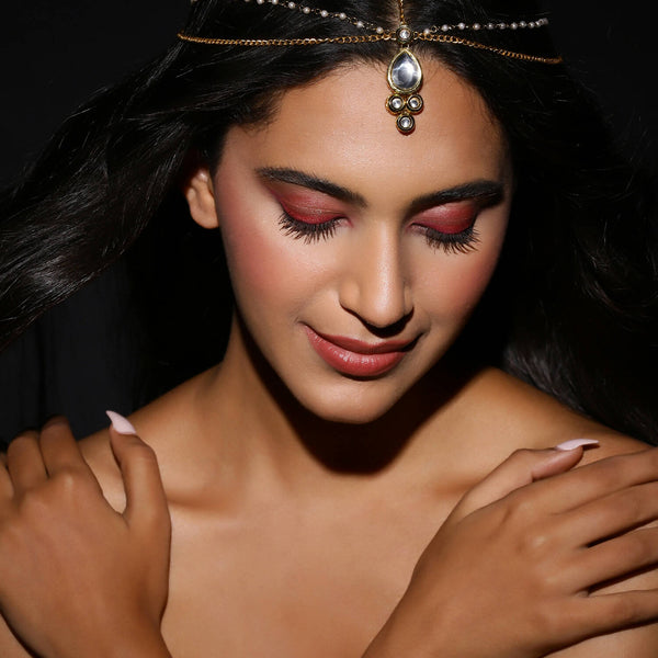 Gold-Plated Kundan Mathapatti - Ruby Raang - Distacart