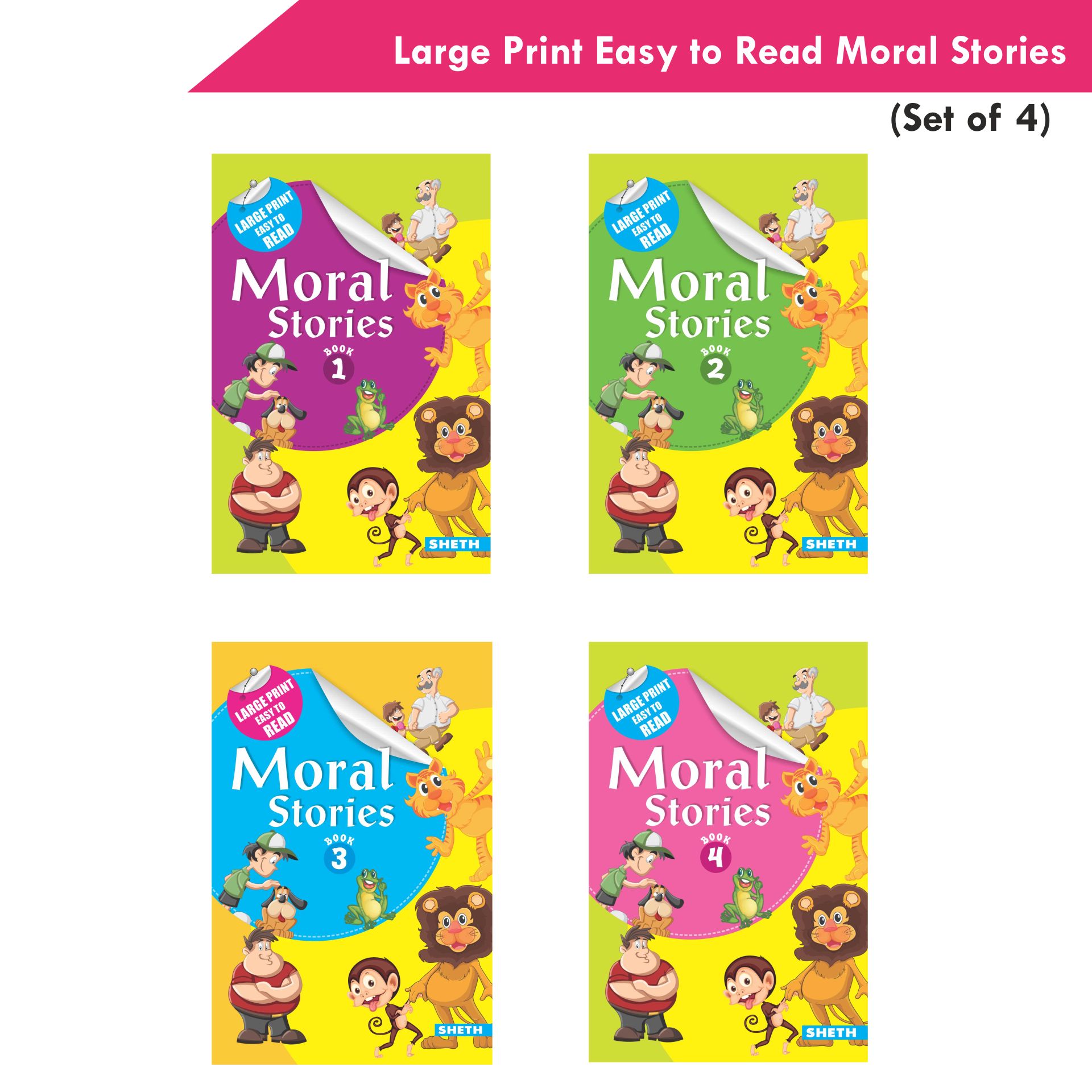 Large Print Easy to Read Moral Stories Set of 4| Bedtime Stories Books for Kids| Ages 4-8 Years - Distacart