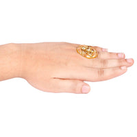Thumbnail for Tehzeeb Creations Golden Colour Ring With Golden Stone And Pearl