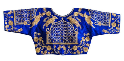 Vamika Blue Banglori Silk Embroidery Blouse For Women - Distacart