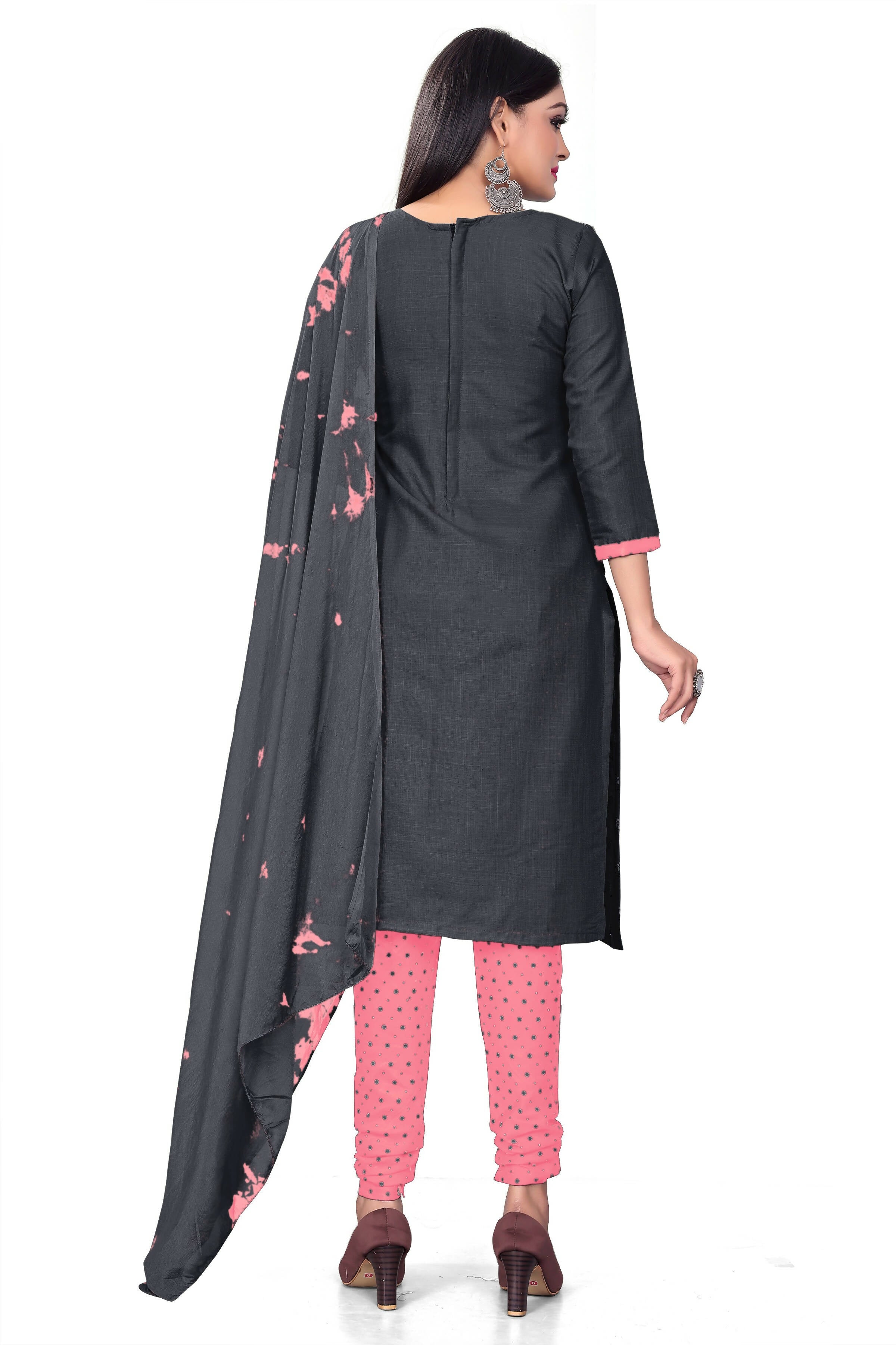 Black Slab cotton Printed Unstitched Dress Material - Tanvi - Distacart