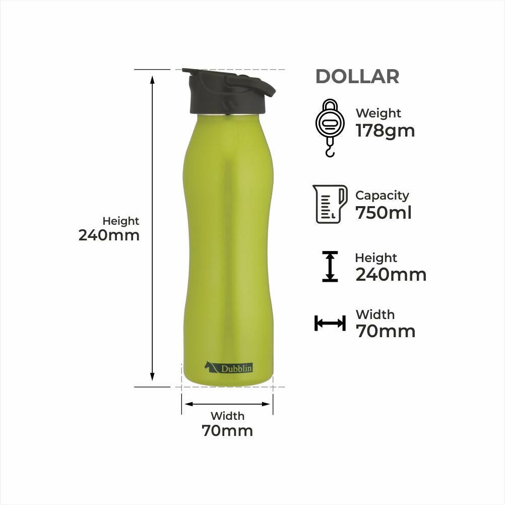 Dubblin Dollar Stainless Steel Sipper Water Bottle - Distacart
