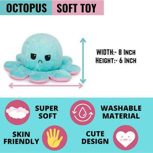 DIKANG Reversible Octopus plush toy- Pink / Sky Blue - Distacart