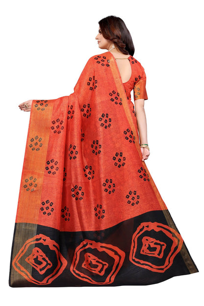 Vamika Ethnic Fire Black Jari Border Linen Saree - Distacart