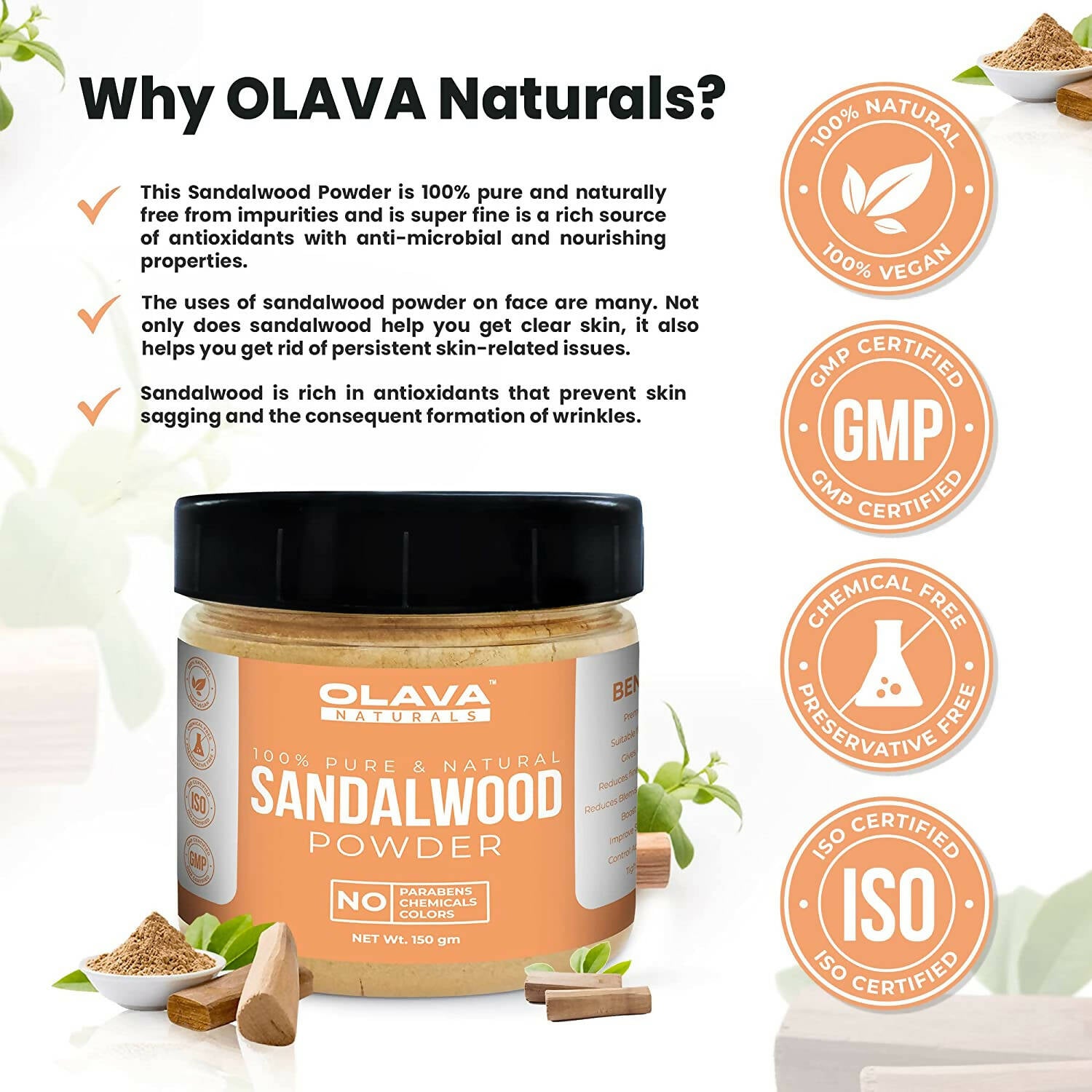 Olava Naturals Sandalwood Powder - Distacart