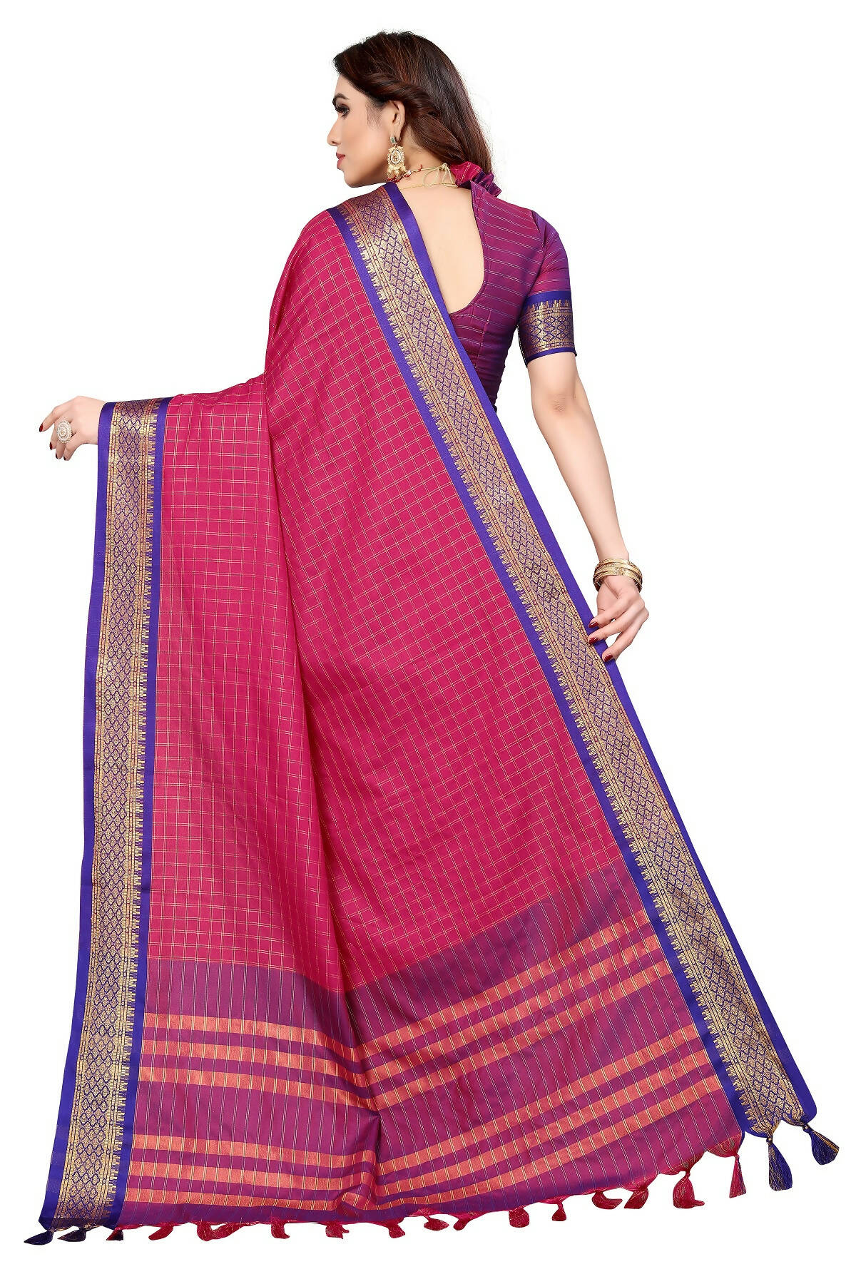 Vamika Weaving Pink Cotton Silk Saree (BHAVINI PINK) - Distacart