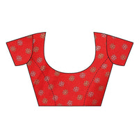 Thumbnail for Vamika Printed Jute Silk Red Saree blouse