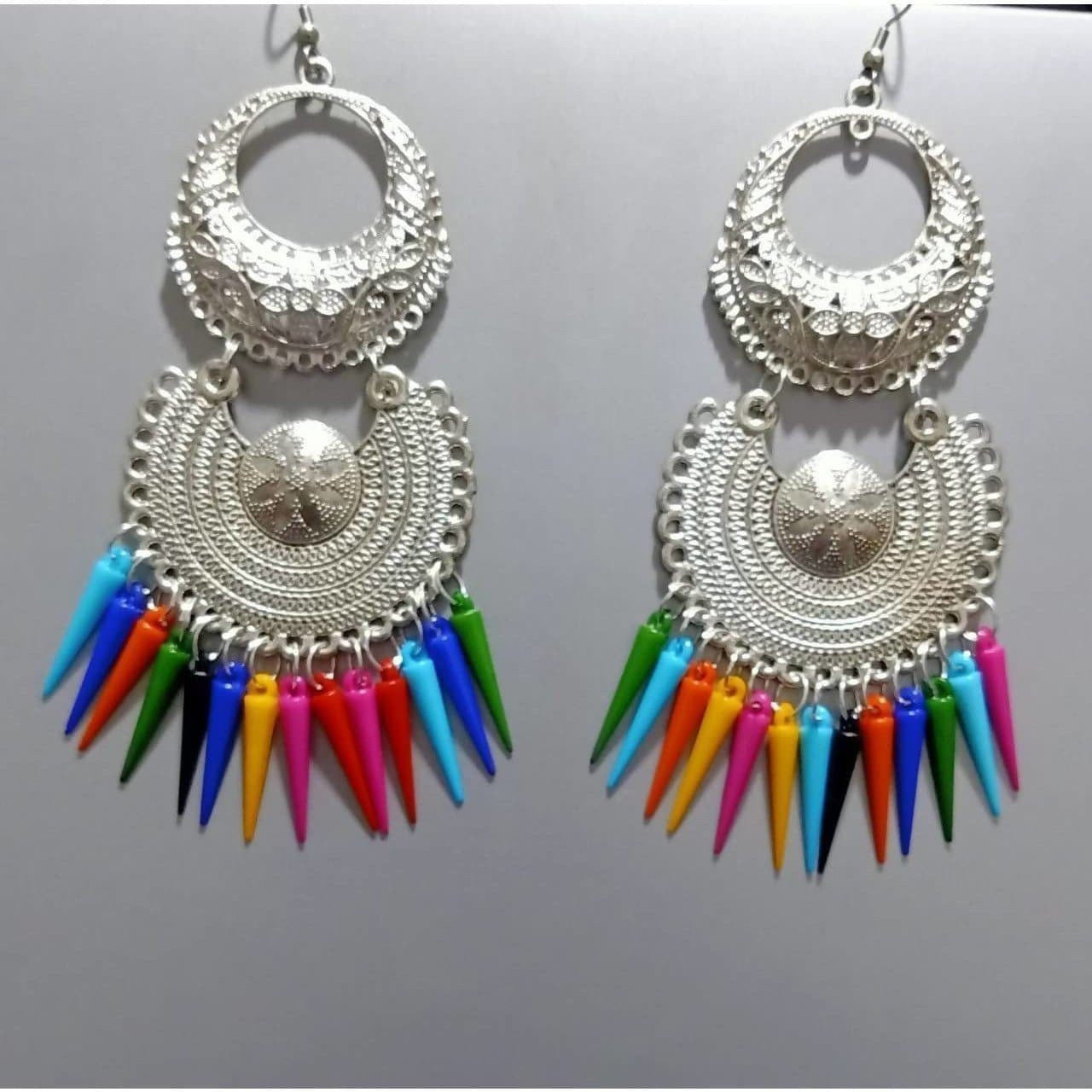 Silver Oxidized Fashion Chandali Afghani Hanging Earrings